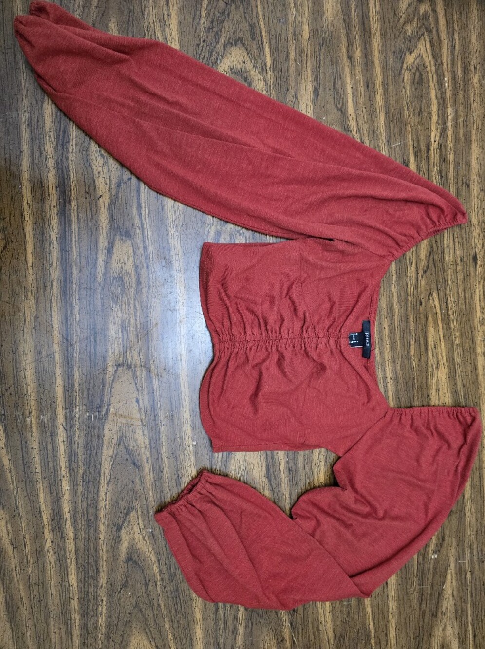 Forever 21 Brick Red Cropped Top with Ruched Detail
